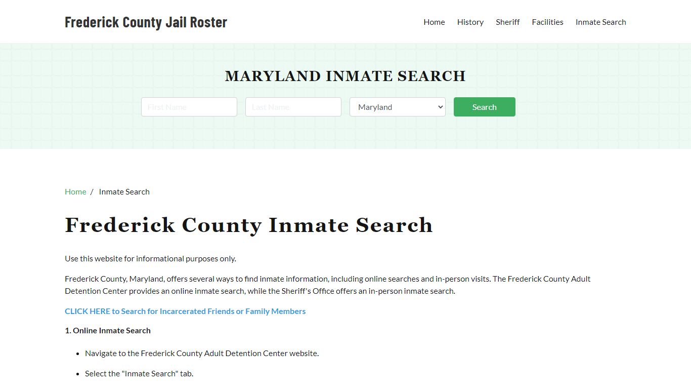 Frederick County, MD Detainee Lookup