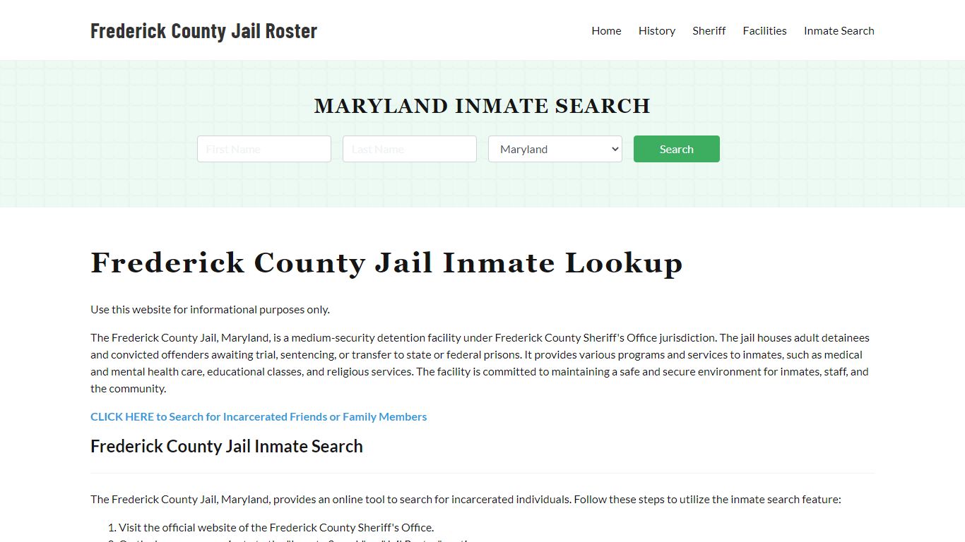 Frederick County Jail Roster Lookup, MD, Inmate Search